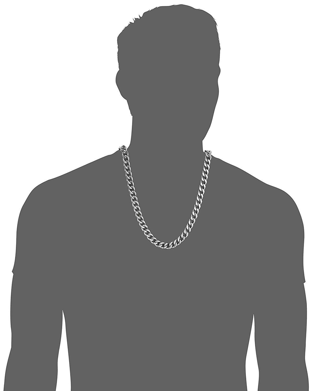Crucible Jewelry Mens Stainless Steel Cuban Curb Chain Necklace (14 mm), 24-Inch, White