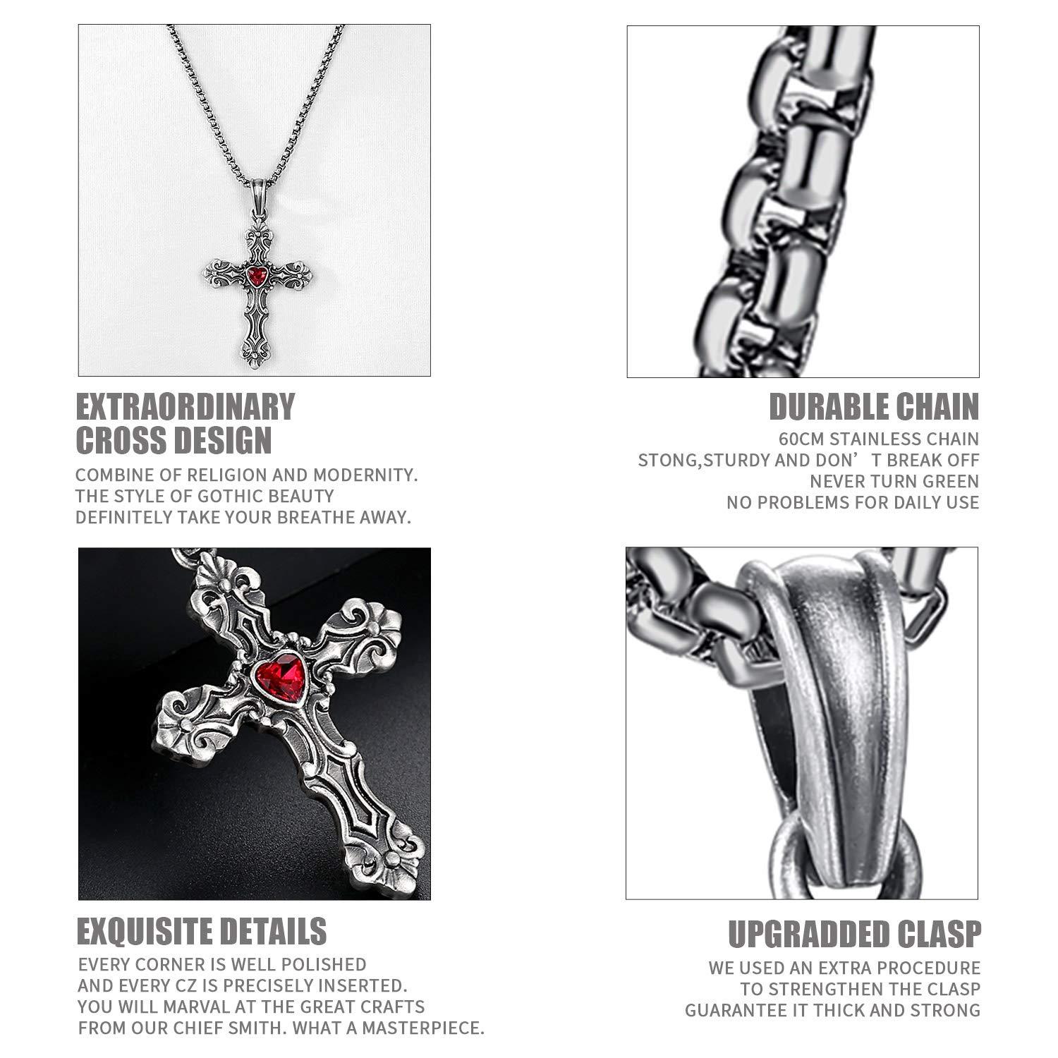 EVBEA Celtic Cross Necklace for Men Viking Irish Knot Serenity Prayer Pendant Crucifix Mens Jewelry with Black Genuine Leather Cord Chain Curb Link