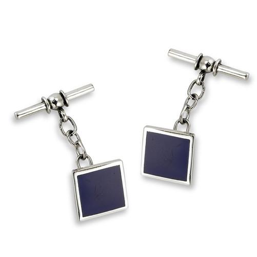 Sterling Silver Cufflinks with Synthetic Lapis