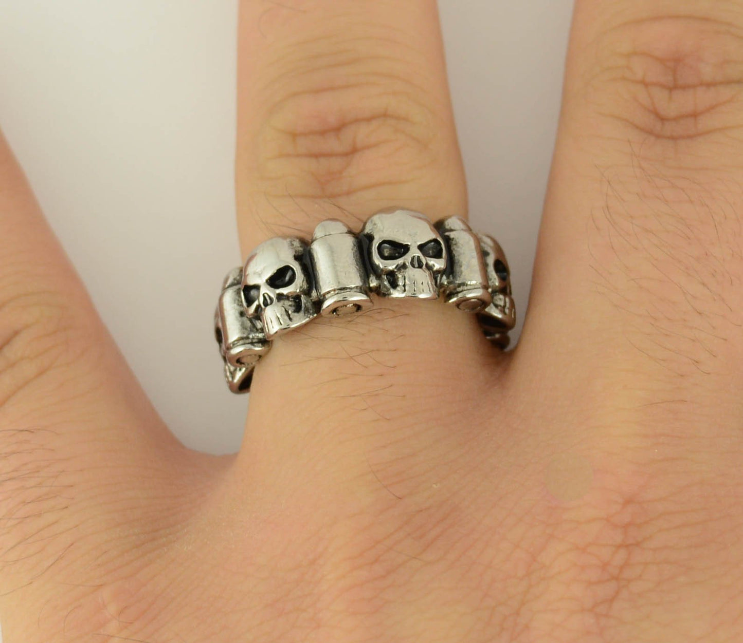 Gents' &amp; Bullet Ring Stainless Steel Motorcycle Jewelry