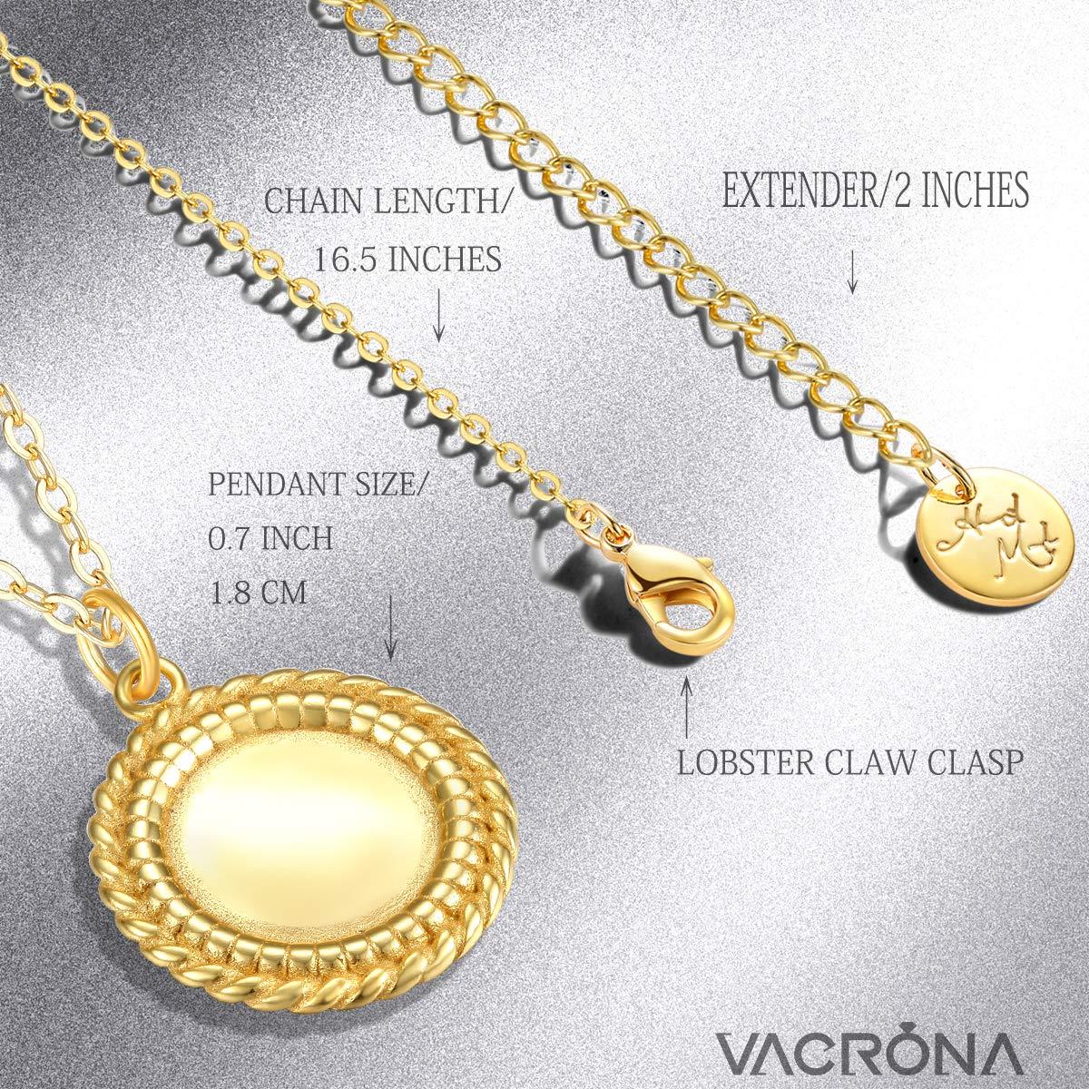 VACRONA Gold Coin Pendant Necklaces,18K Gold Filled Circle Engraved Vintage Disc Special Coin Dainty Handmade Necklaces for Women