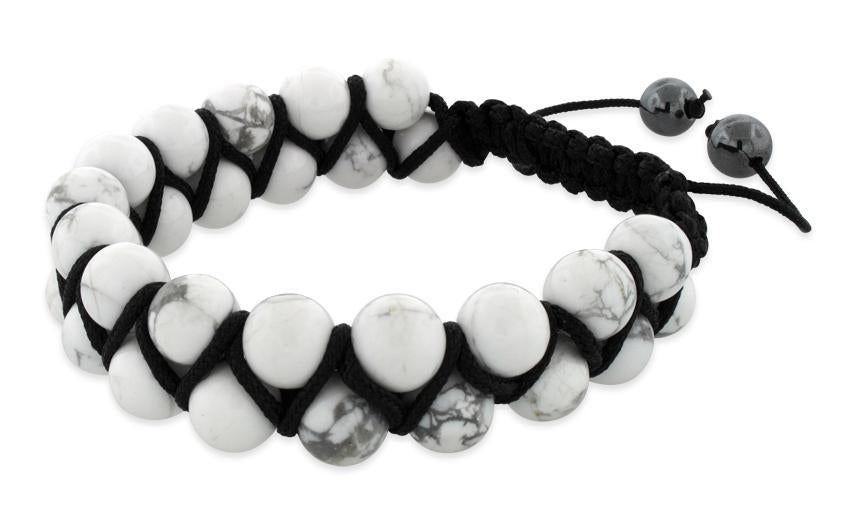 8MM Howlite Bead 2 Layer Shamballa Bracelet