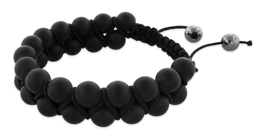 8MM Matte Black Bead 2 Layer Shamballa Bracelet