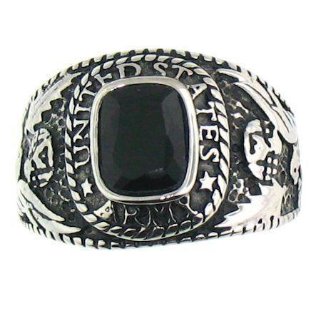 18mm Black Stone US Army Seal Ring (Stainless Steel)