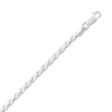 Sterling Silver Diamond Cut Rope Necklace
