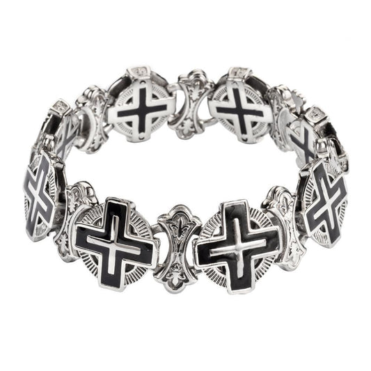 #Men's Greek Halo Cross Bracelet Stainless Steel
