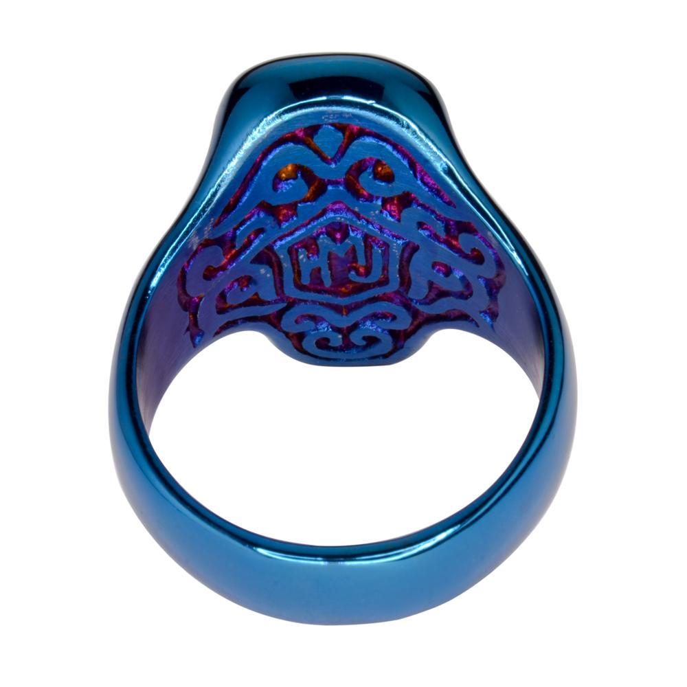 Blue Anodized Ring Stainless Steel Motorcycle Biker Jewelry