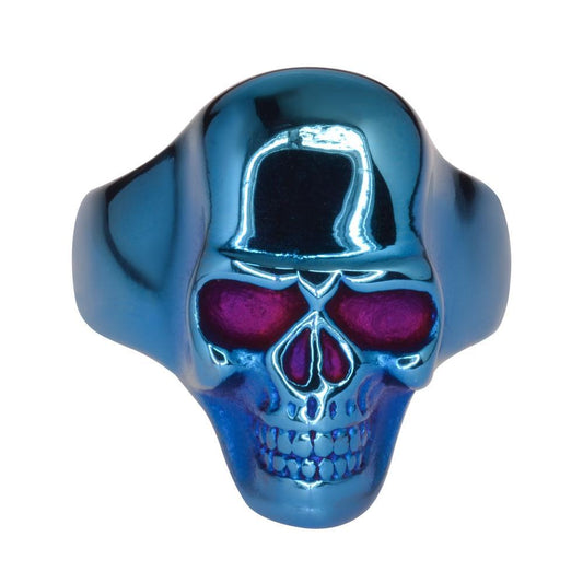 Blue Anodized Ring Stainless Steel Motorcycle Biker Jewelry