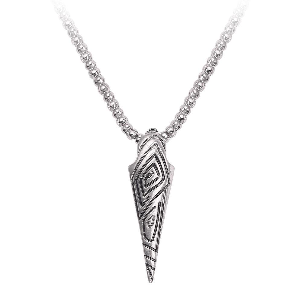 Tribal Tooth Amulet Pendant Necklace (Stainless Steel) (Silver)