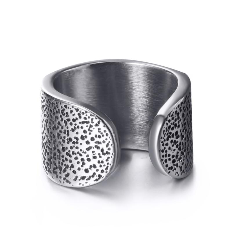 Two-Tone Grunge Rock Lightning Ring in Vintage Silver (Stainless Steel)
