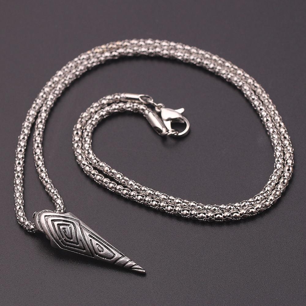 Tribal Tooth Amulet Pendant Necklace (Stainless Steel)