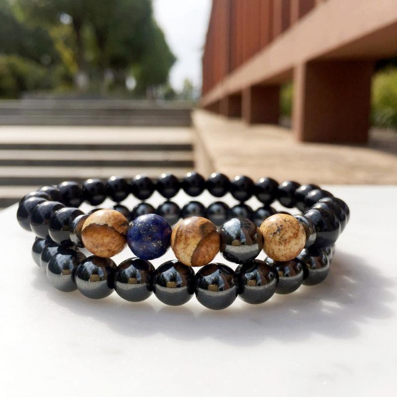 Super Warrio Hematite Bracelet Set 2pcs