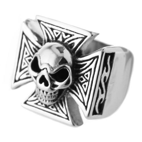 21mm Skull and Maltese Cross Ring (Stainless Steel)
