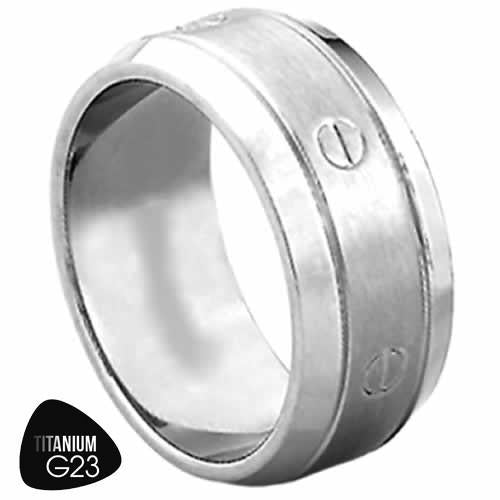Titanium Ring With Faux Screw Design