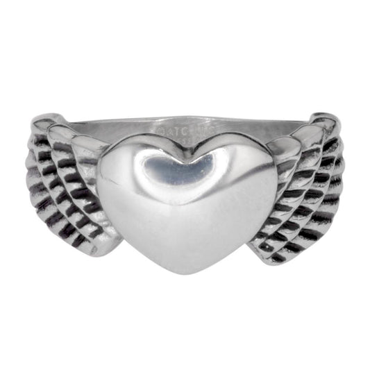 Women's Winged Heart Ring Stainless Steel Motorcycle Jewelry5 10