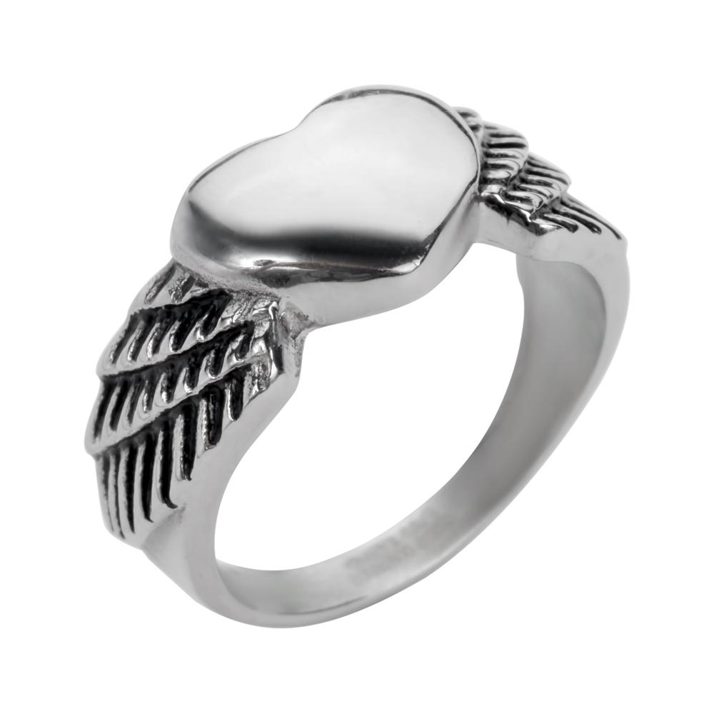 Women's Winged Heart Ring Stainless Steel Motorcycle Jewelry5 10