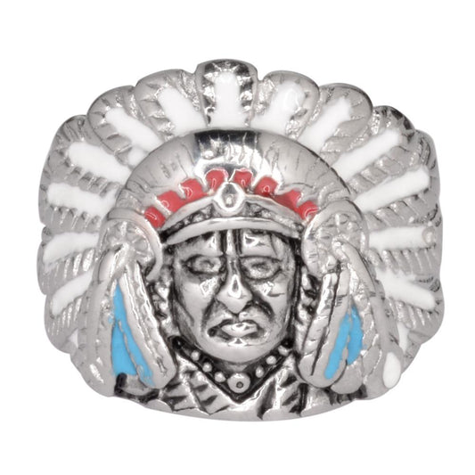 Women's Indian Head Ring with Enamel Stainless Steel