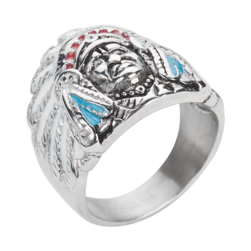Women's Indian Head Ring with Enamel Stainless Steel