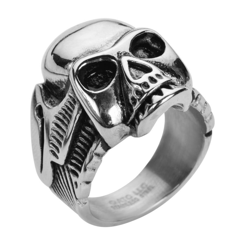 Gents Life After Death Winged Ring Stainless Steel Motorcycle Biker Jewelry