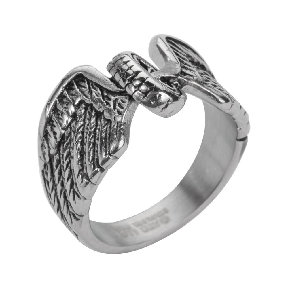 Women's Keep Us Safe Ring Wheel with Wings Stainless Steel Motorcycle Jewelry5 10