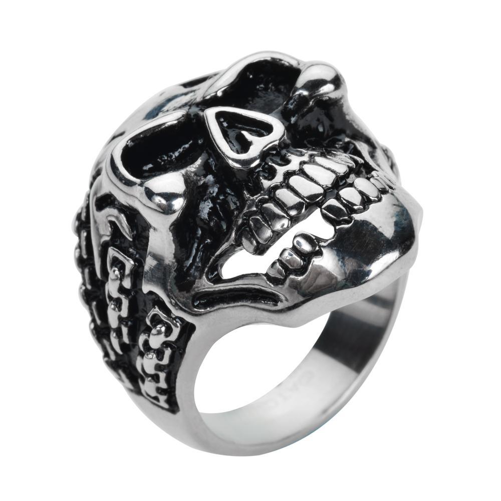 Gents Demon In Chains Ring Stainless Steel Motorcycle Biker Jewelry
