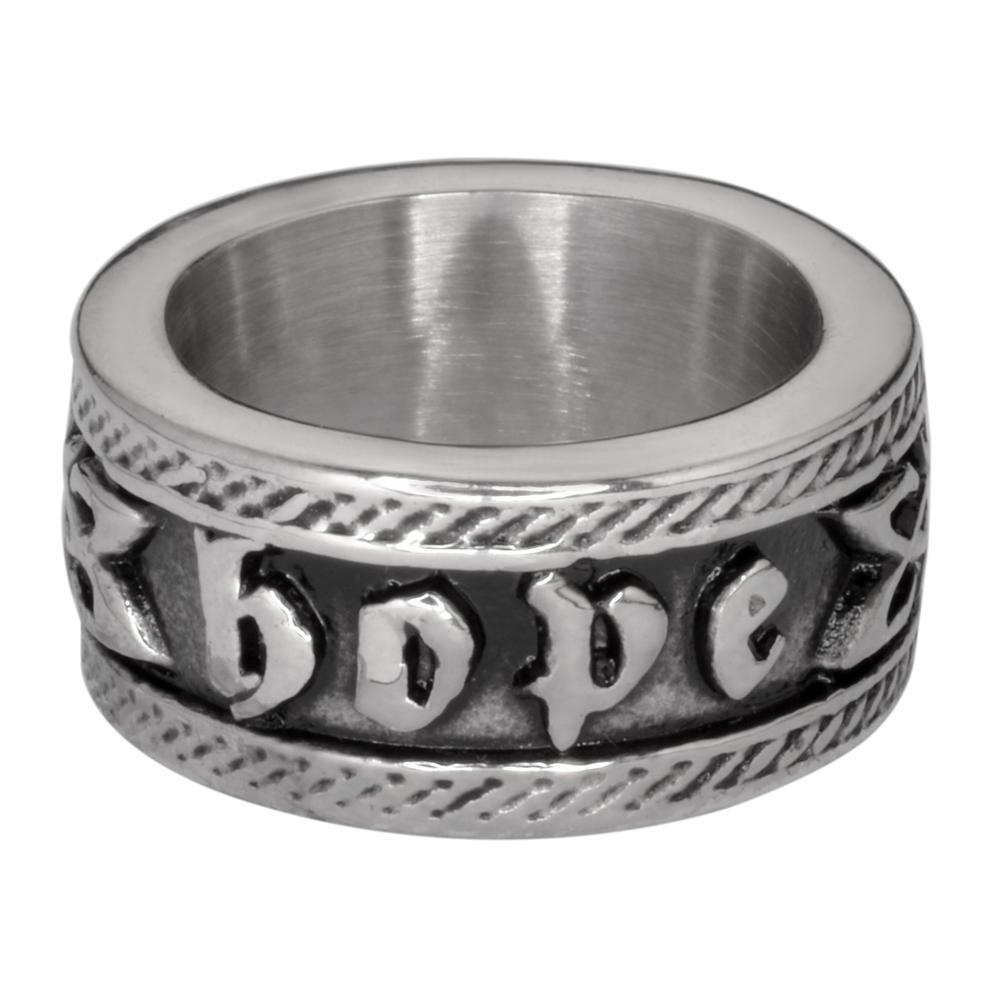 Women's Hope Ring Wide Band Stainless Steel Motorcycle Jewelry