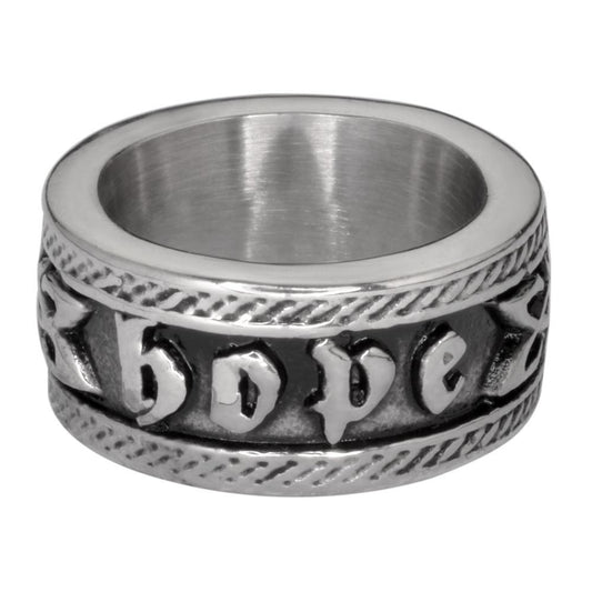 Women's Hope Ring Wide Band Stainless Steel Motorcycle Jewelry