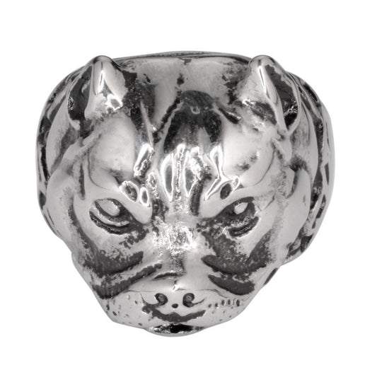 Gents Pit Bull Dog Ring Stainless Steel Motorcycle Biker Jewelry