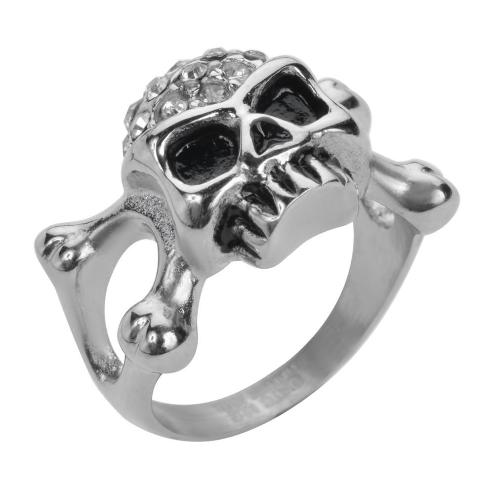 Women's Bones Imitation Diamond Ring Stainless Steel Motorcycle Jewelry5 9