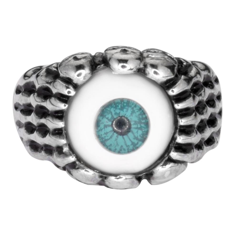 Women's Blue Eyeball Ring Stainless Steel Motorcycle Jewelry