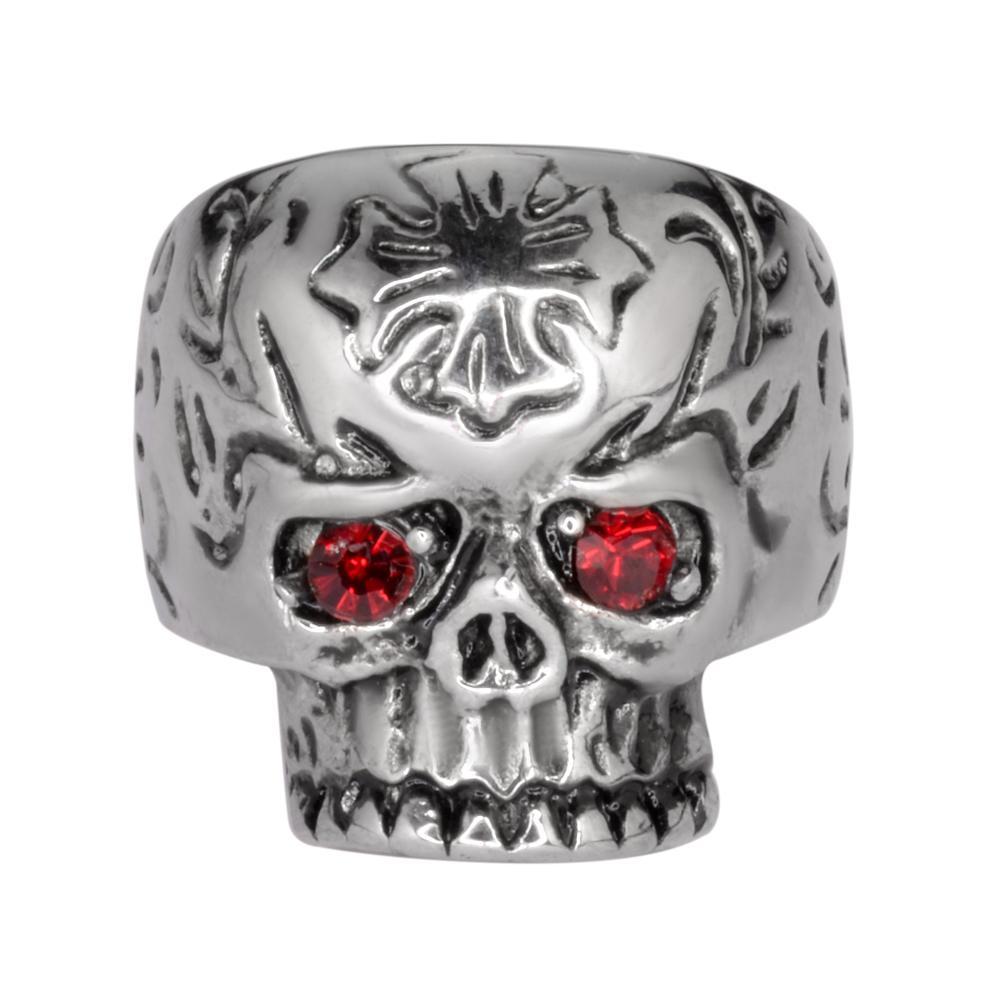 Women's Cross Imitation Ruby Eyes Ring Stainless Steel Motorcycle Jewelry5 9