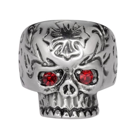 Women's Cross Imitation Ruby Eyes Ring Stainless Steel Motorcycle Jewelry