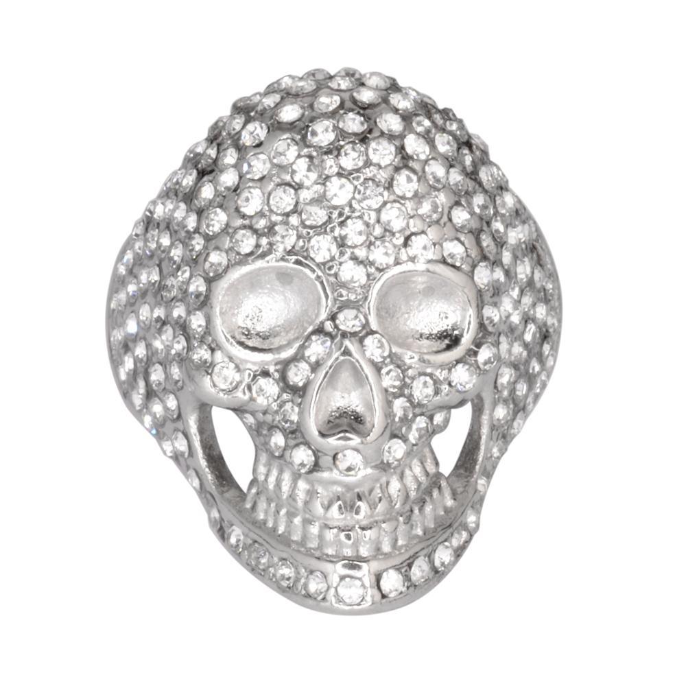 Women's Bling Covered Imitation Diamond Ring Stainless Steel Motorcycle Jewelry