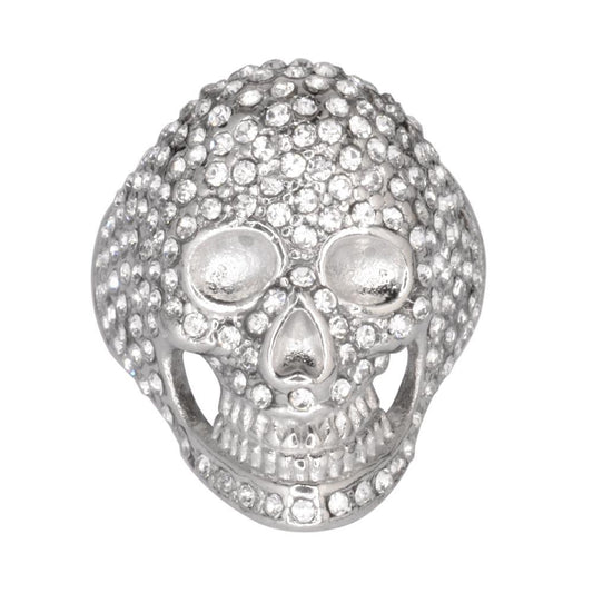 Women's Bling Covered Imitation Diamond Ring Stainless Steel Motorcycle Jewelry