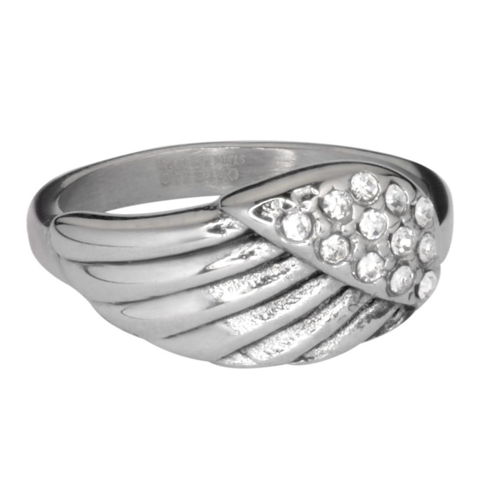 Women's Angel Wing Ring Imitation Diamond Stainless Steel Motorcycle Jewelry