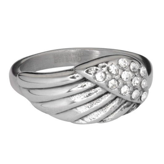 Women's Angel Wing Ring Imitation Diamond Stainless Steel Motorcycle Jewelry