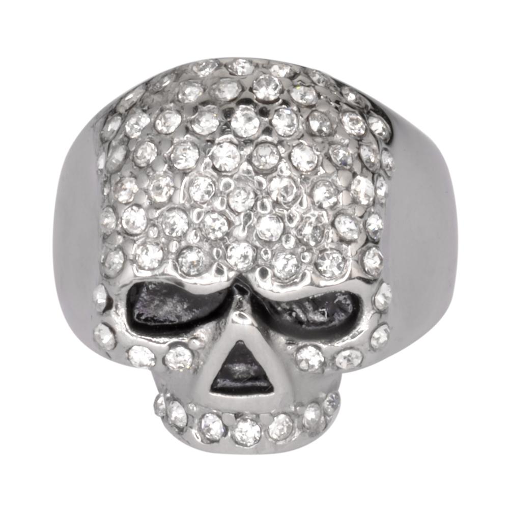 Women's Bling Imitation Diamond Ring Stainless Steel Motorcycle Jewelry