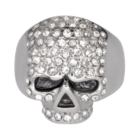 Women's Bling Imitation Diamond Ring Stainless Steel Motorcycle Jewelry