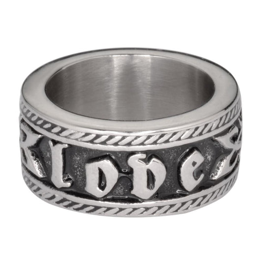 Women's Love Ring Wide band Stainless Steel Motorcycle Jewelry