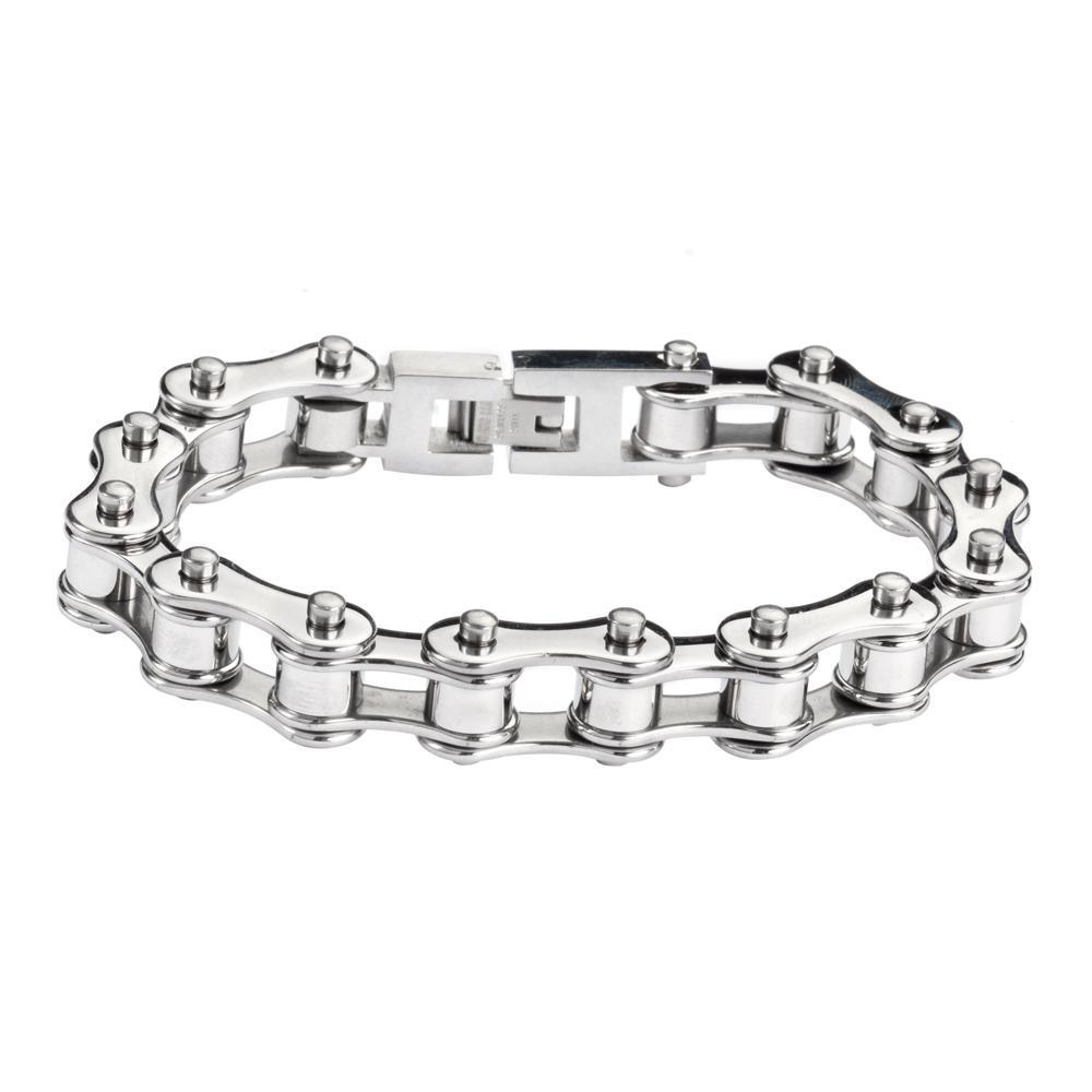 1/2" Wide All Stainless SteelUnisex Stainless Steel Motorcycle Chain Bracelet