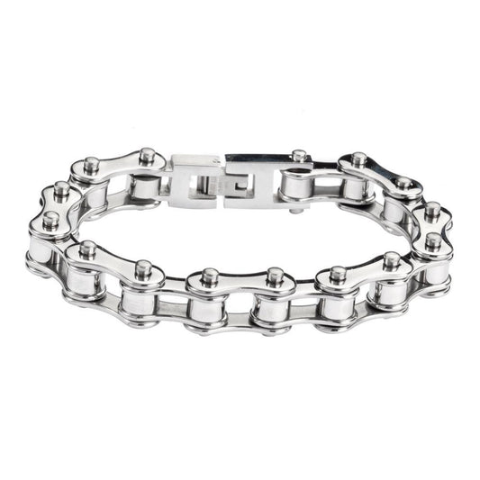 1/2" Wide All Stainless SteelUnisex Stainless Steel Motorcycle Chain Bracelet