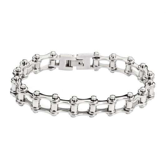 All Stainless Steel  Stainless Steel 1/2" Wide Motorcycle Chain Bracelet