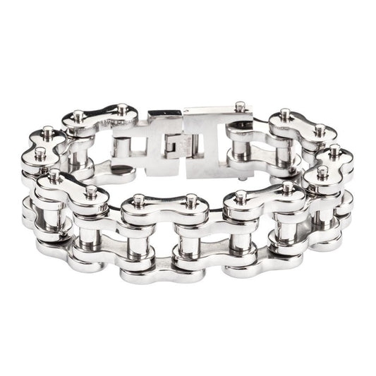 All Stainless 1" Wide THICK LINK Men's Stainless Steel Motorcycle Chain Bracelet