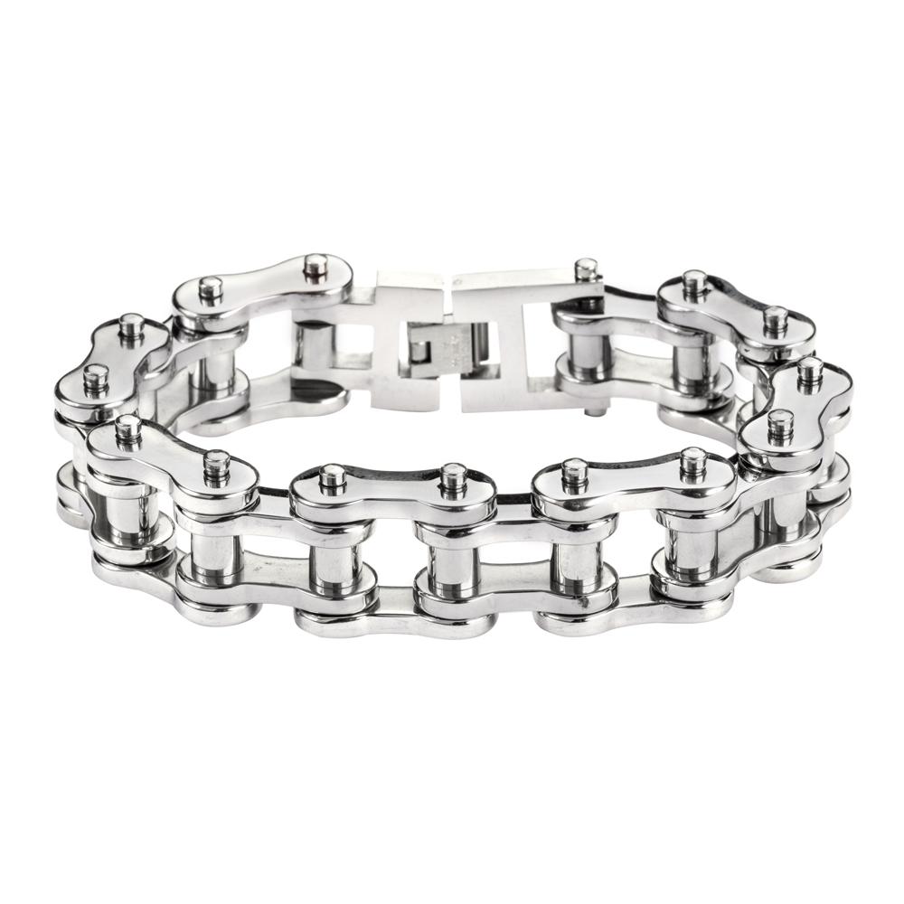 All Stainless 3/4" Wide THICK LINK Men's Stainless Steel Motorcycle Chain Bracelet