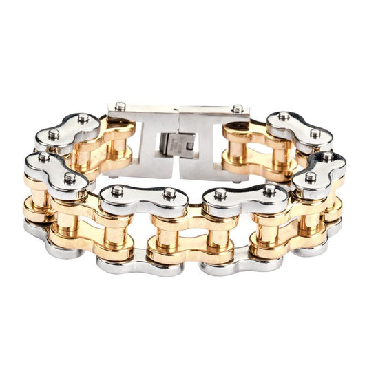1" Wide Silver Gold THICK LINK Men's Stainless Steel Motorcycle Chain Bracelet