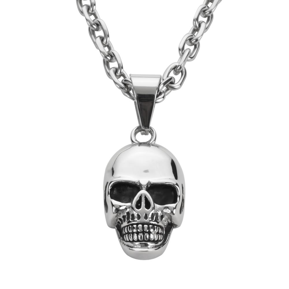 2 1/4" Tall with 26" Byzantine Link Chain Stainless Steel Motorcycle Jewelry