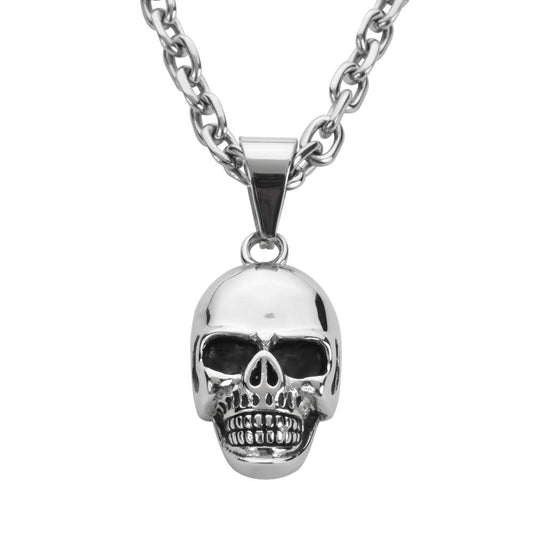 2 1/4" Tall with 26" Byzantine Link Chain Stainless Steel Motorcycle Jewelry