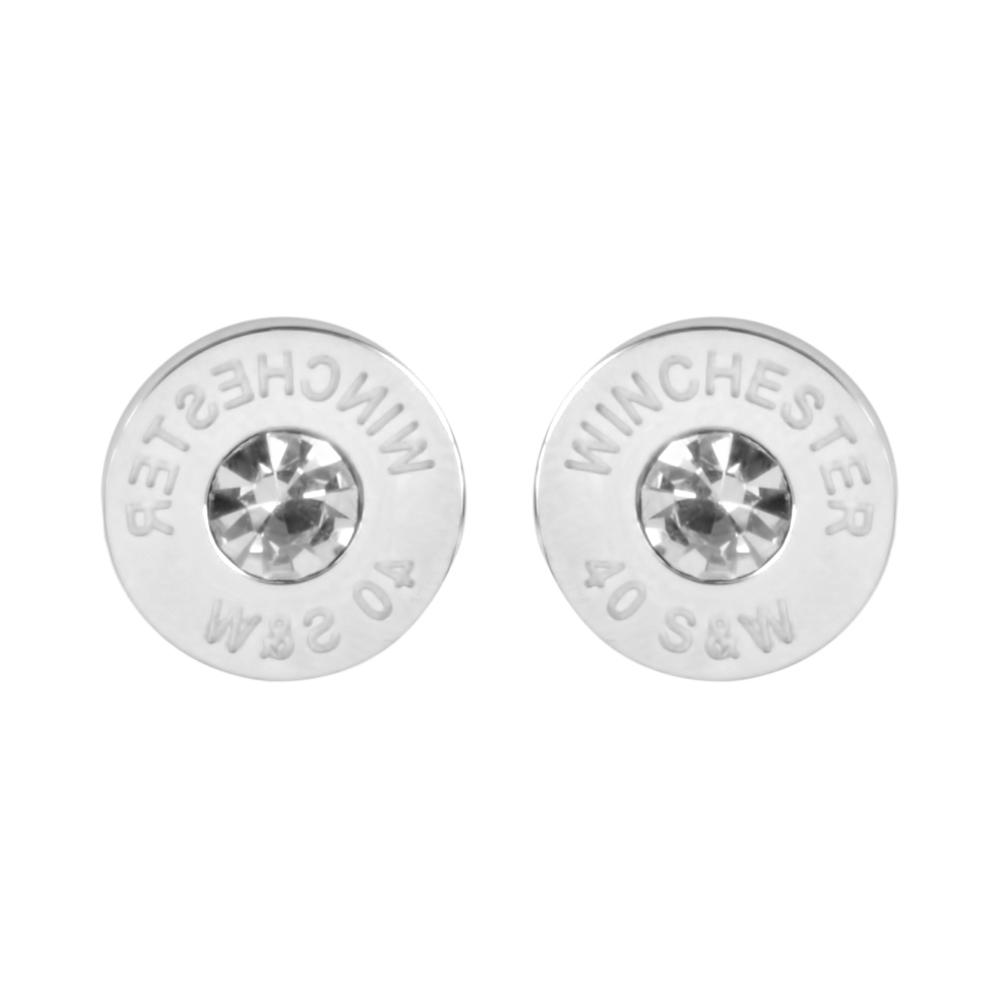 Bullet Earrings Stainless Steel Imitation Diamonds