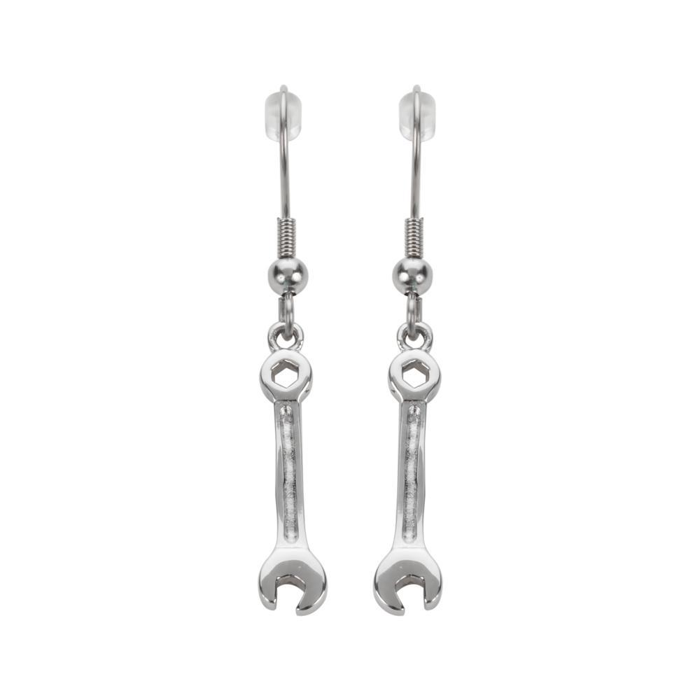 Wrench Earrings French Wire Stainless Steel Motorcycle Biker Jewelry