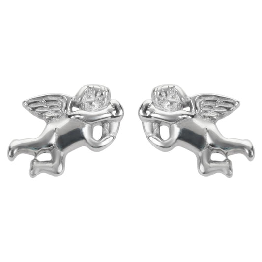 Cherub Angel Earrings Post &amp; Nut Stainless Steel Motorcycle Biker Jewelry